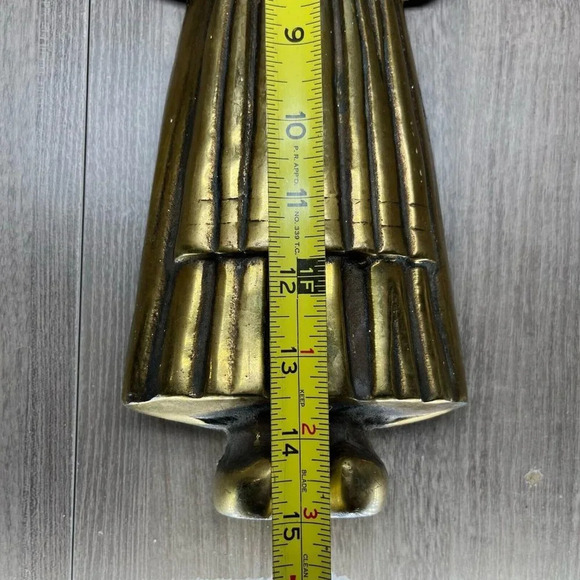 VTG Sheffield Solid Brass Dutch Boy and Girl Cast Iron Pair Andirons Gold - Picture 9 of 10